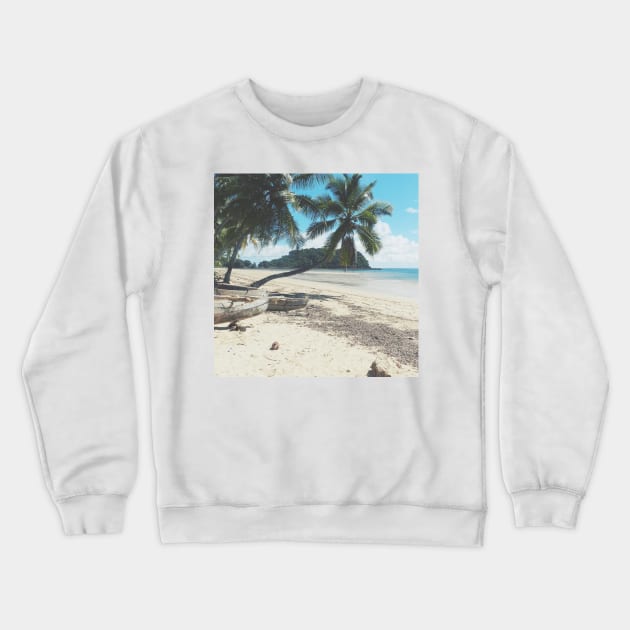 Palm Trees on a Tropical Island's Beach (Nosy Be, Madagascar) Crewneck Sweatshirt by Ocera Photo